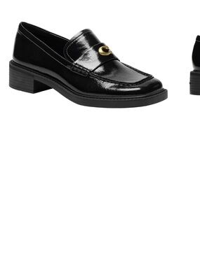 Coach Black Patent Leather Loafer with Gold Hardware